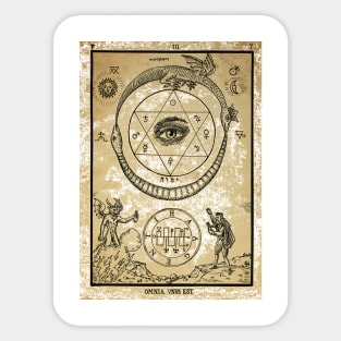OMNIA VNVS EST - Alchemy Woodcut Collection Sticker